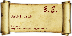 Bátki Erik névjegykártya